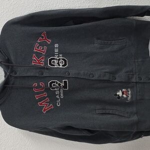 Disney Vintage Grey Mickey Zip Hood Distressed Sweater